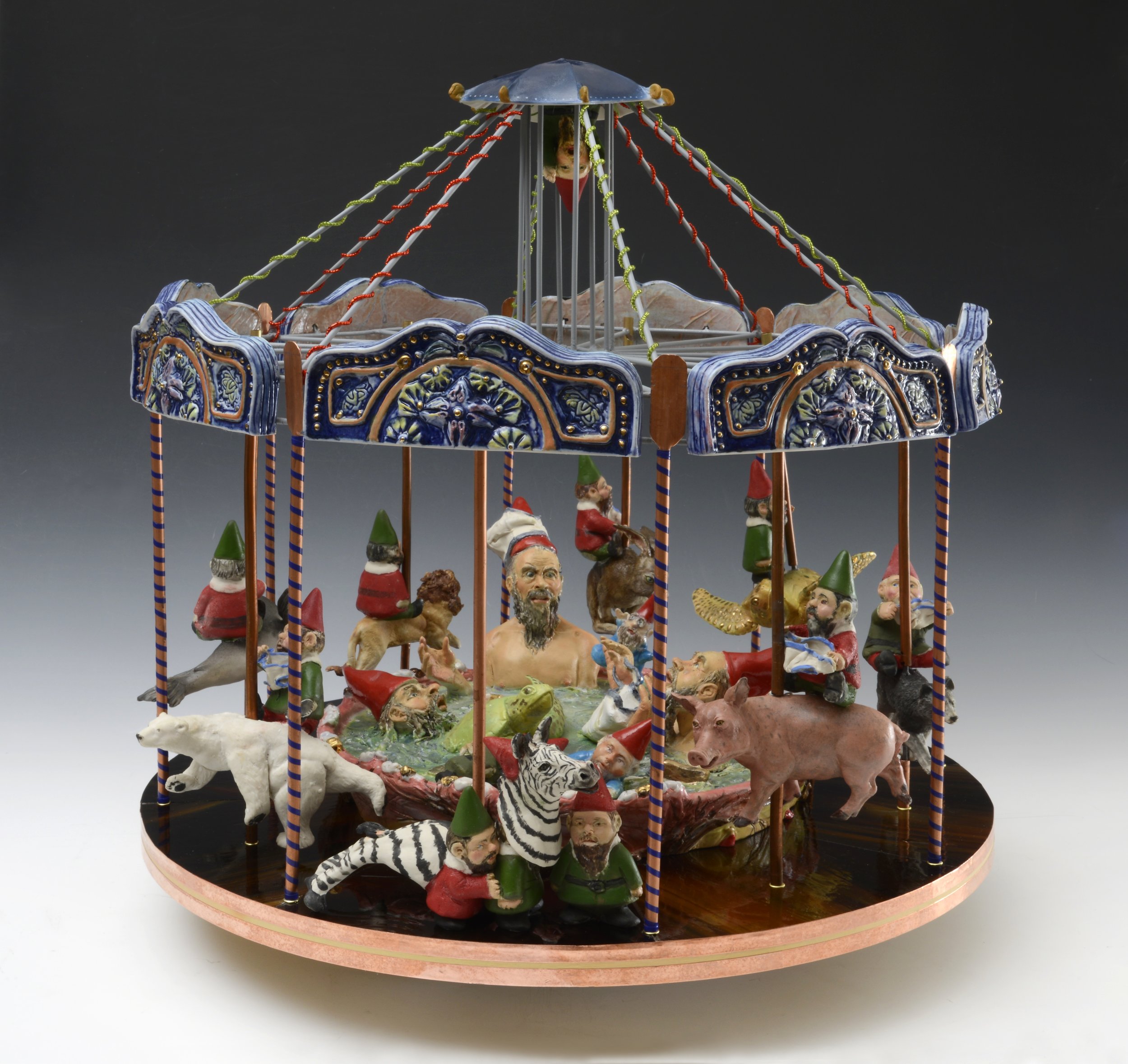  Phase Two  Porcelain, copper, steel, wood, glass  16” x 16” 