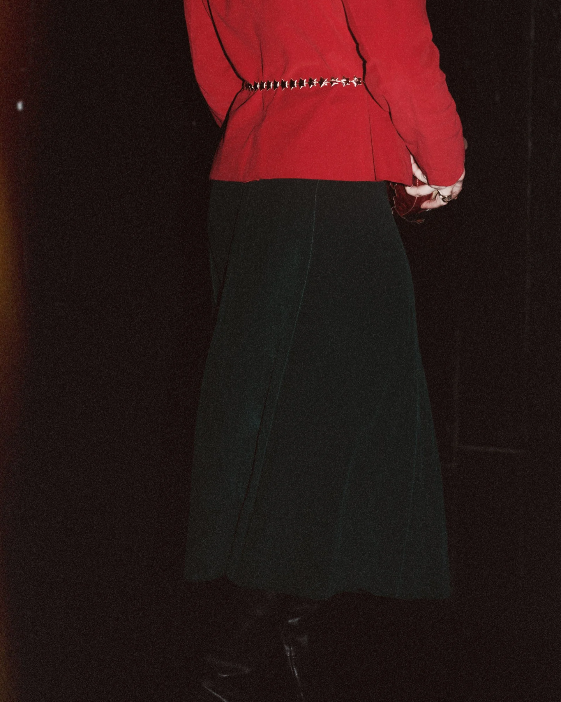 Deep Green Silk Midi Skirt