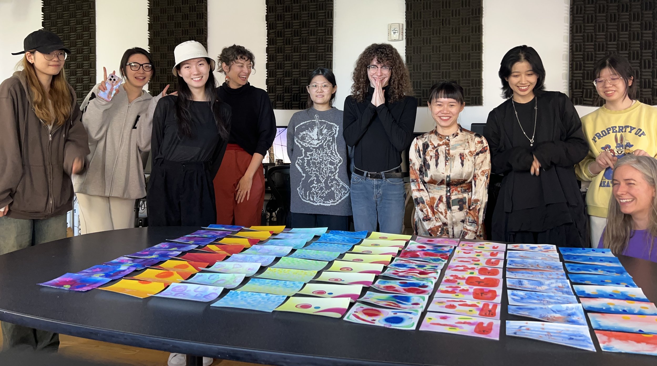 Anne, at far right, poses with SVA Computer Arts MFA students, at a painted animation workshop she hosted for Lisa LaBracio's class!