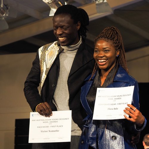 RMIT students Victor Namuthe and Flora Sola both taking first place in their categories