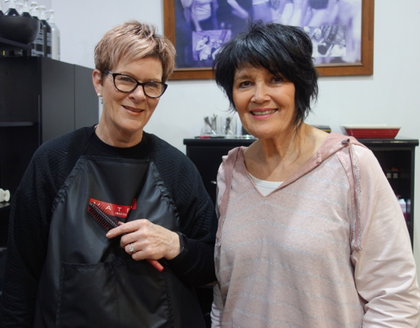 Left-handed hairdressers from Hakkas salon: Sue (left) and Toni (right)