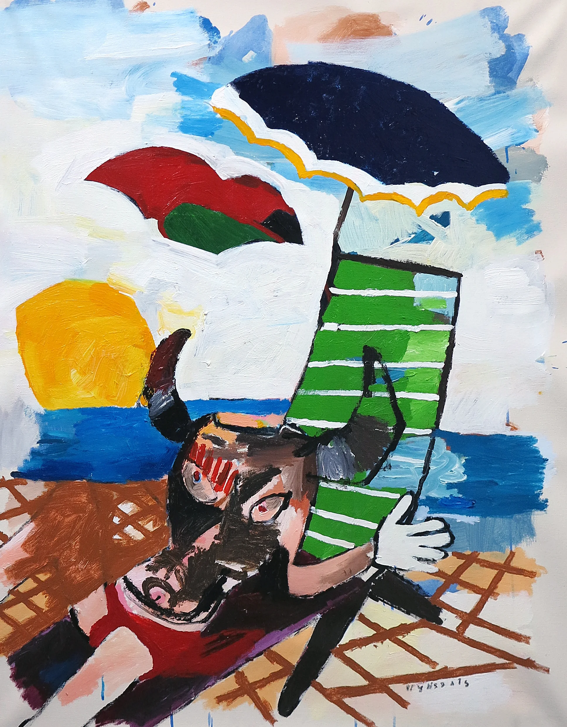 Starsky Brines, caribbean bull in the beach, acryl on canvas, 100x80cm, 2018