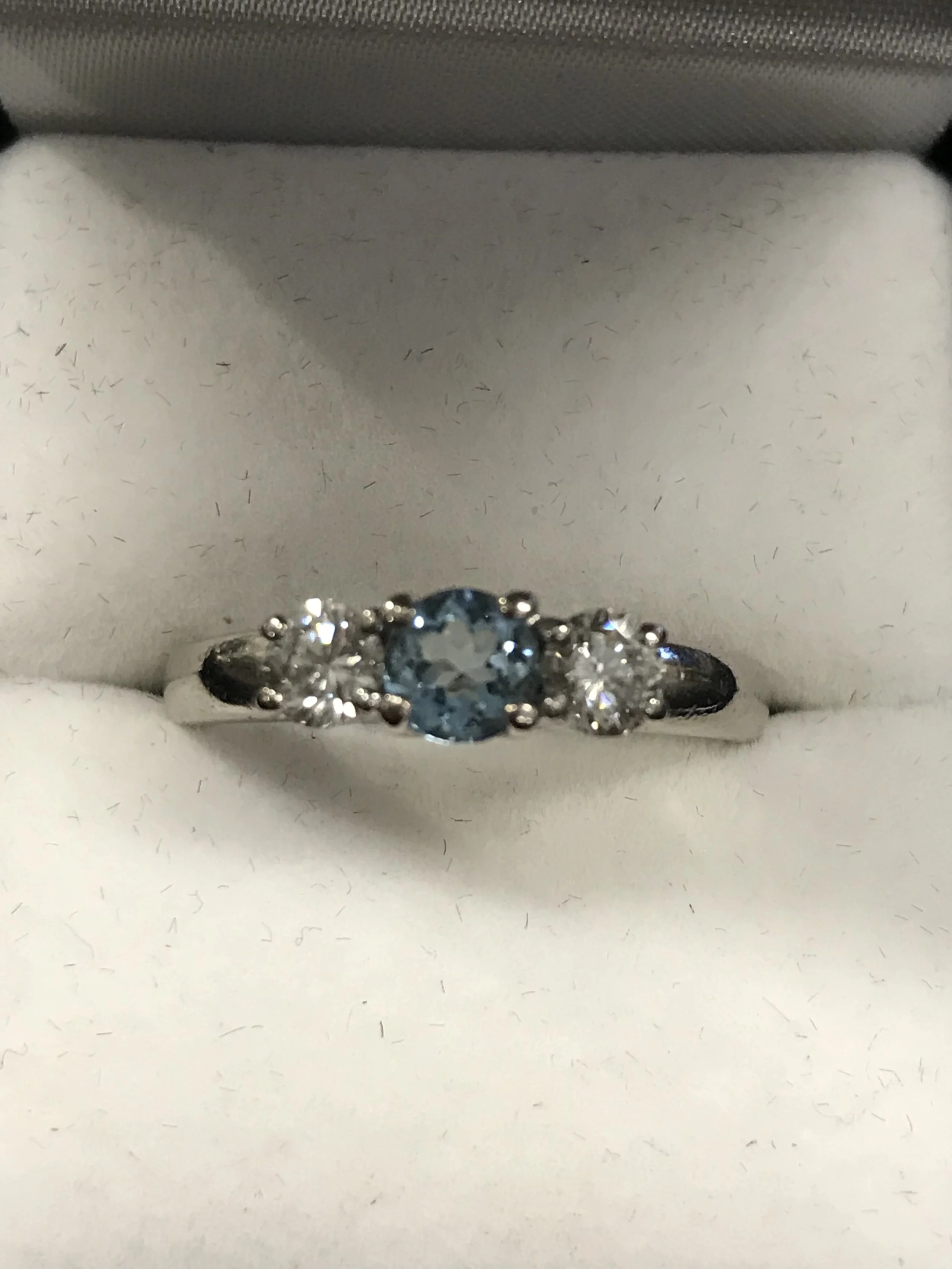 Aquamarine & Diamond pladium Ring