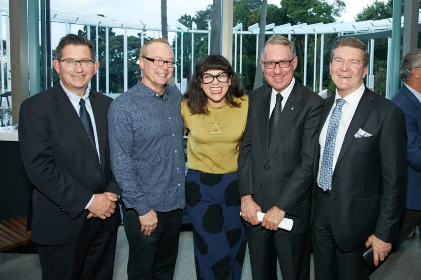 UNSW President and Vice Chancellor Professor Ian Jacobs, Professor Ross Harley, Dean Art & Design, Councillor Jess Scully, UNSW Chancellor David Gonski AC, Botanical Gardens and Centennial Parklands Executive Director Kim Ellis