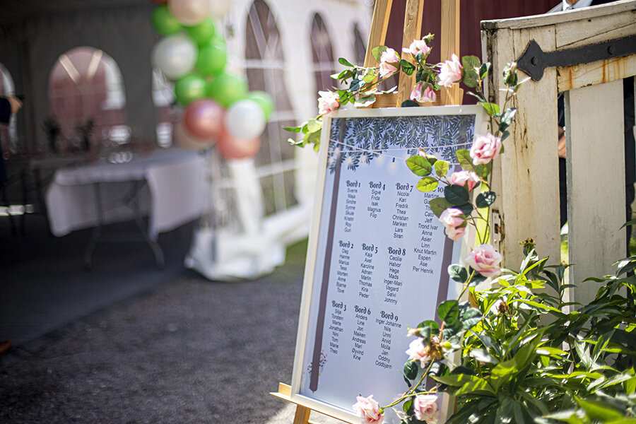  Bordkart på staffeli med blomsterdekor 