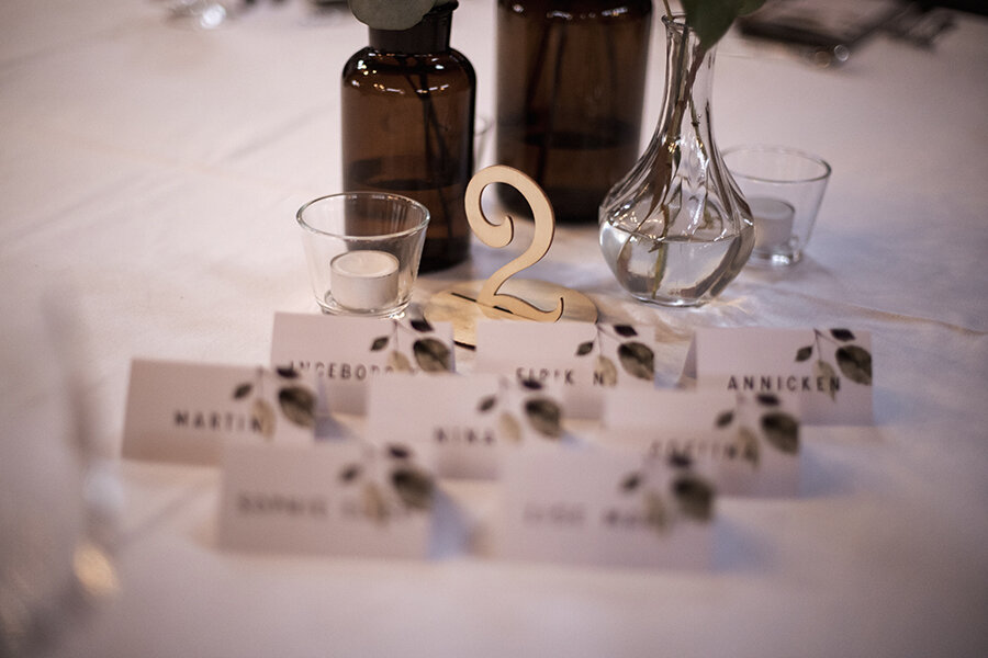  Bordkortene ble plassert på bordene slik at gjestene kunne plassere seg selv innad på bordet sitt. Lurt! 