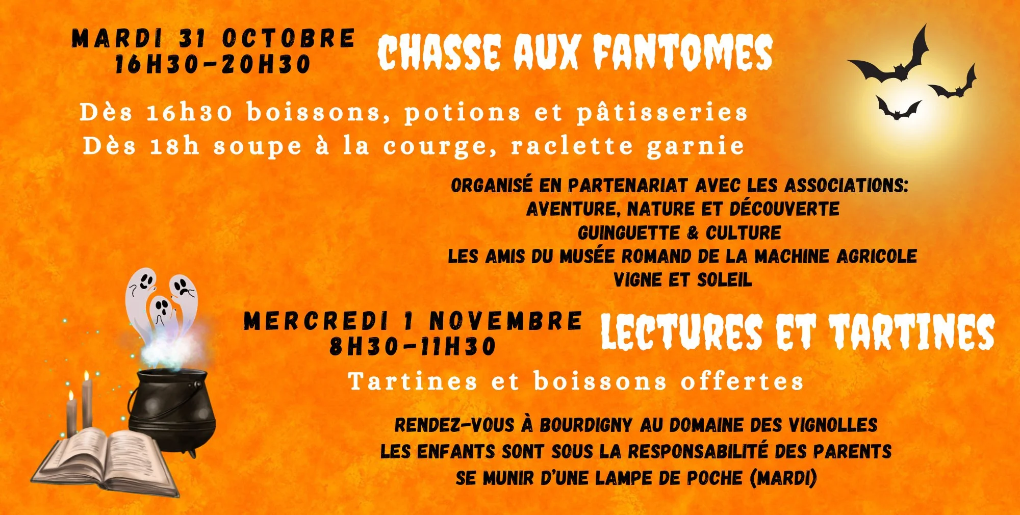 Chasse aux fantômes et lecture d'histoires courtes pour les enfants et adultes