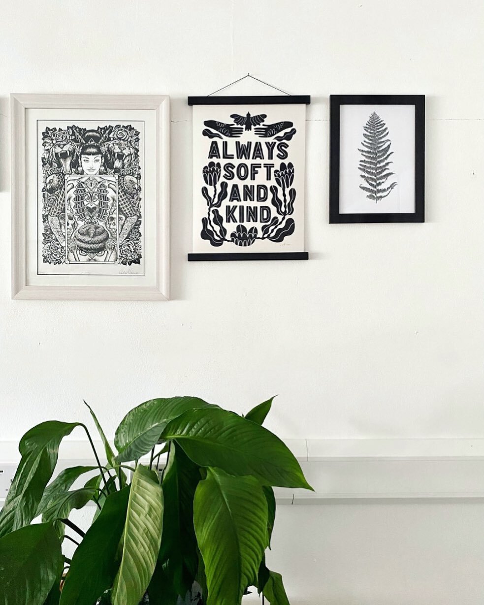 More appreciation of the lovely artwork in our office ✨

- Always Soft and Kind by @laurenmarina 
- Fern Illustration by @meandyoustudio 

#coworkingspace #coworking #workspace #office #projectcowork #poole #smallbusiness #hotdesk #wallart #laurenmar