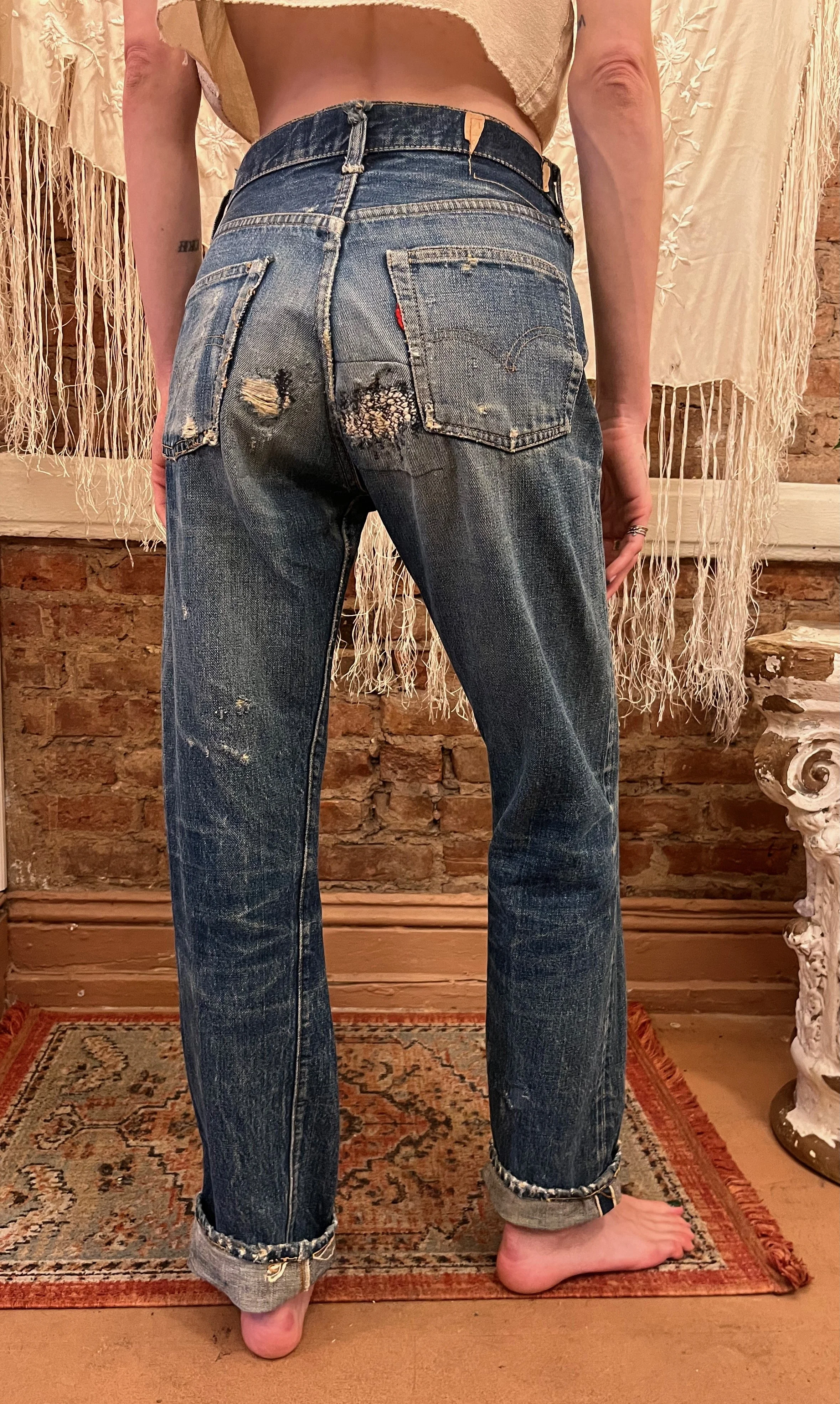 Early 1960s Big E Levi's Jeans with Repairs