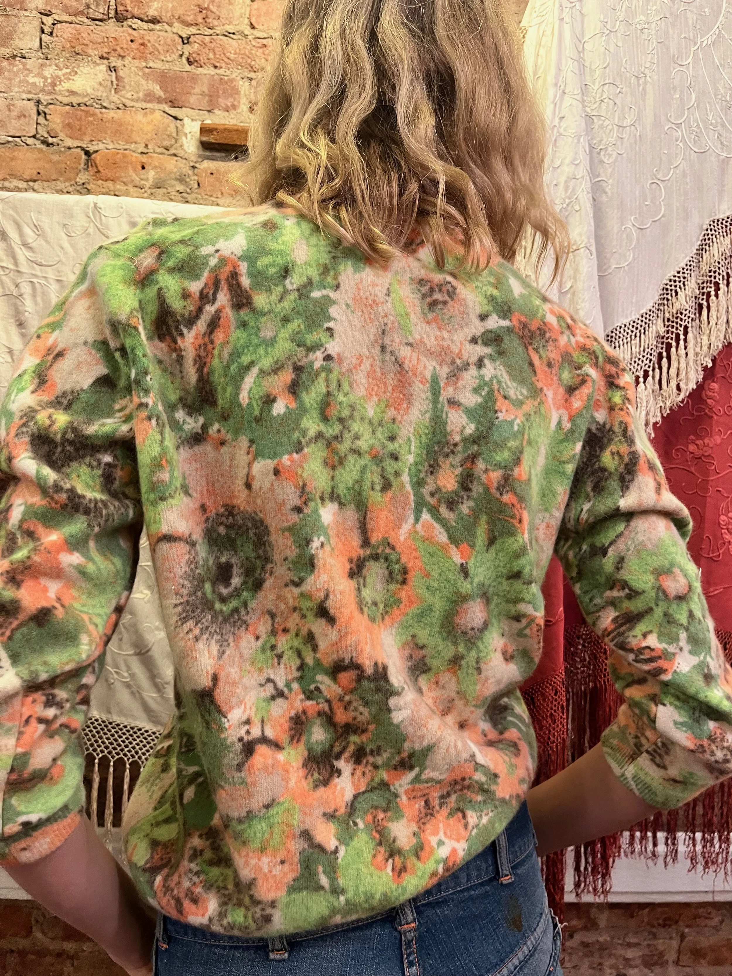 Printed Angora Cardigan