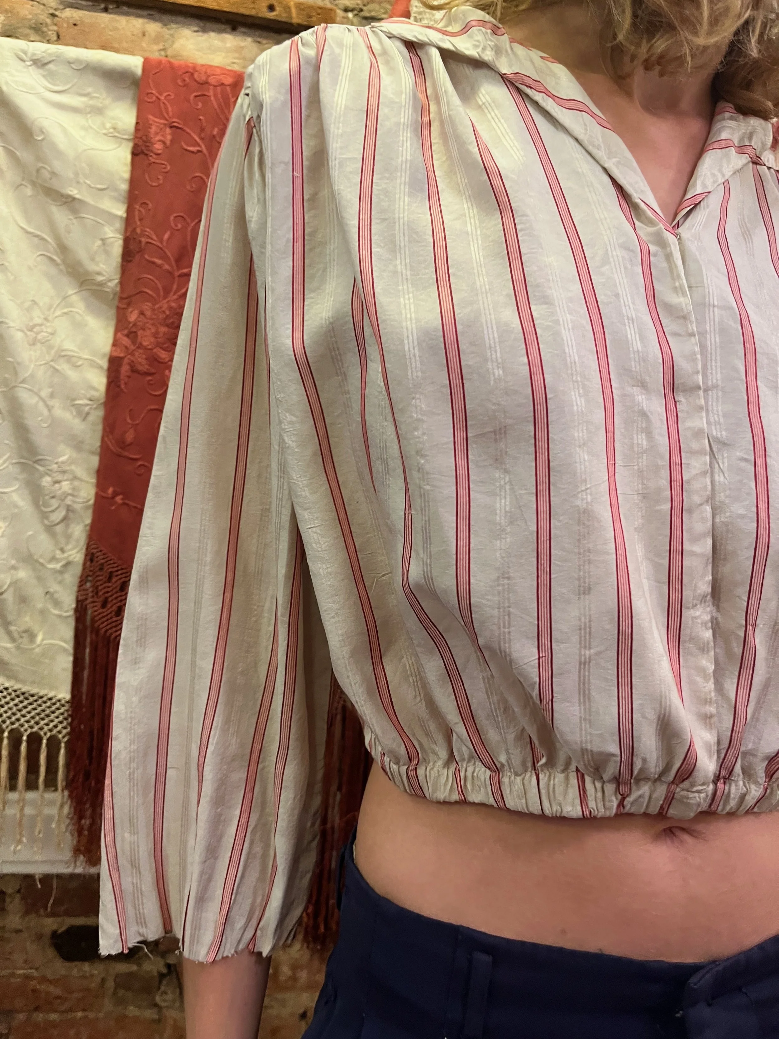 1920's Silk Striped Blouse