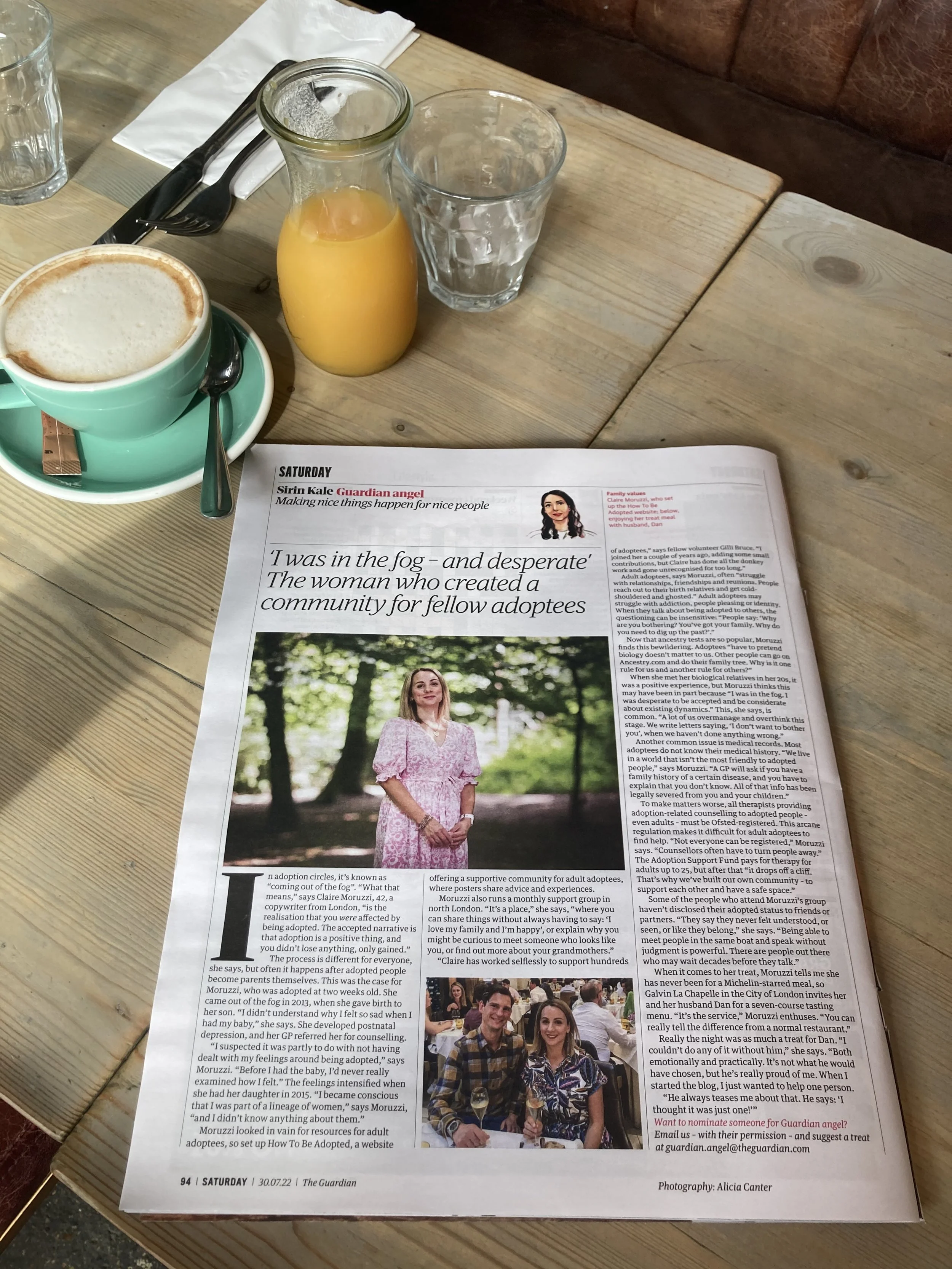 Photo of the Guardian with coffee