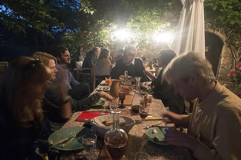All the meals are communal with mentors and students on the huge outdoor terrace.