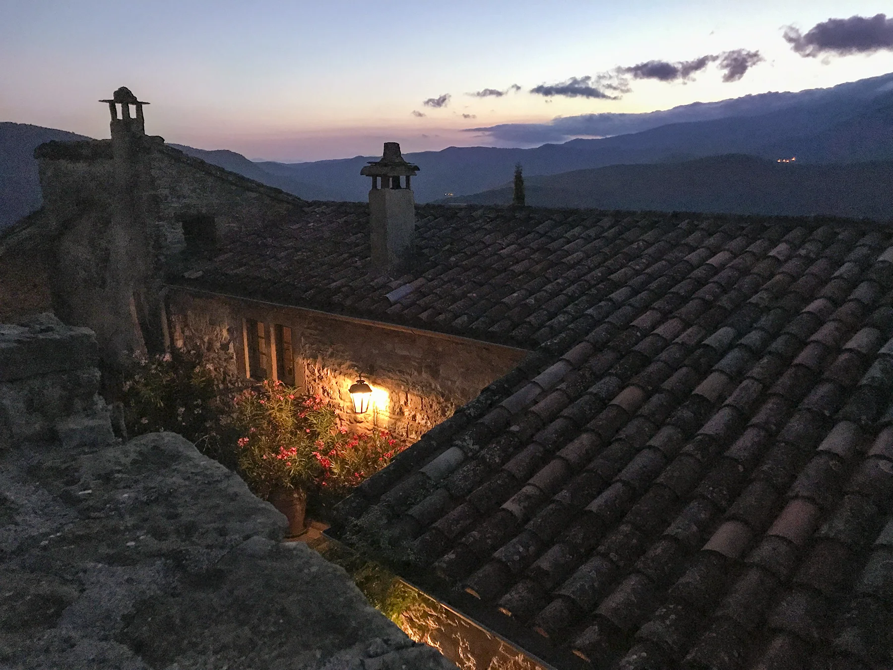 View on the tiny hamlet of Esparon at sunset where the Master Photo Retreat is held