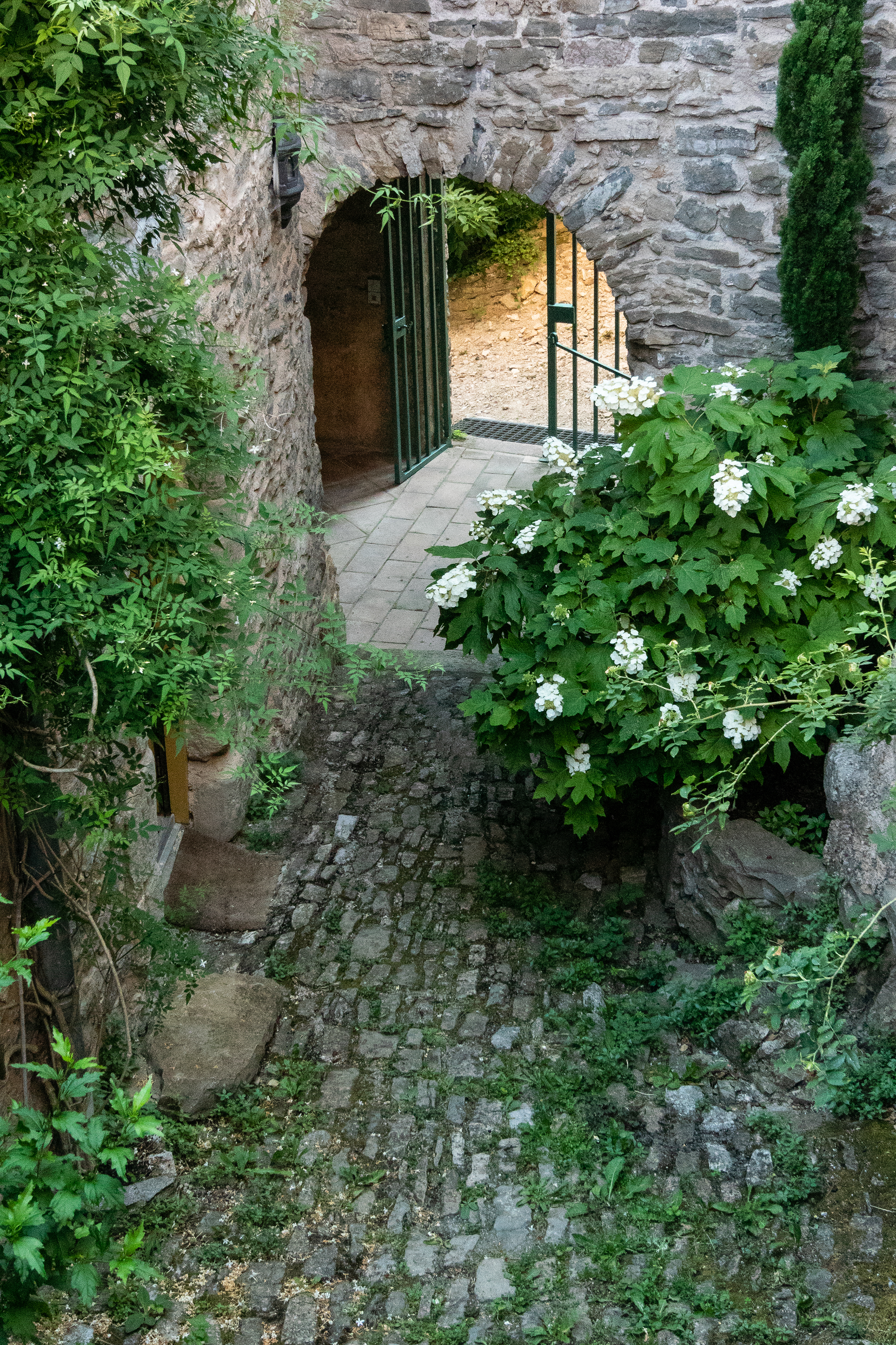 The medieval interior courtyard of the retreat’s house is magical