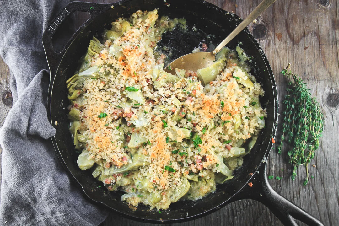 Artichoke Gratin with Pancetta &amp; Gruyère 