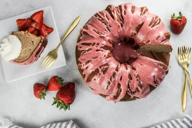 Glazed Strawberry Bundt Cake