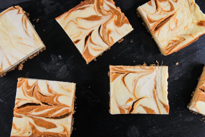 Pumpkin Swirl Cheesecake Bars