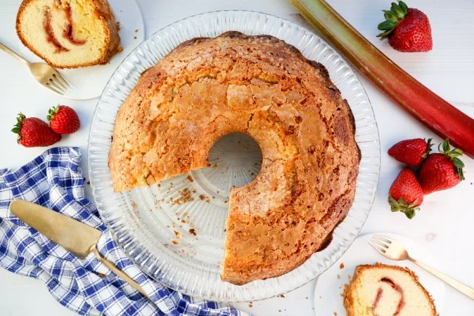 Strawberry Rhubarb Pound Cake