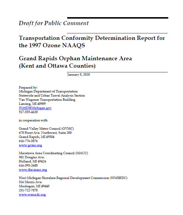 Air Quality Conformity Report for Draft 2045 Metropolitan Transportation Plan (MTP) Available for Public Comment