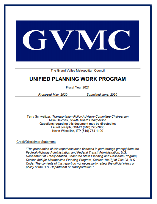 Draft FY2021 Unified Planning Work Program (UPWP) Open for Public Comment