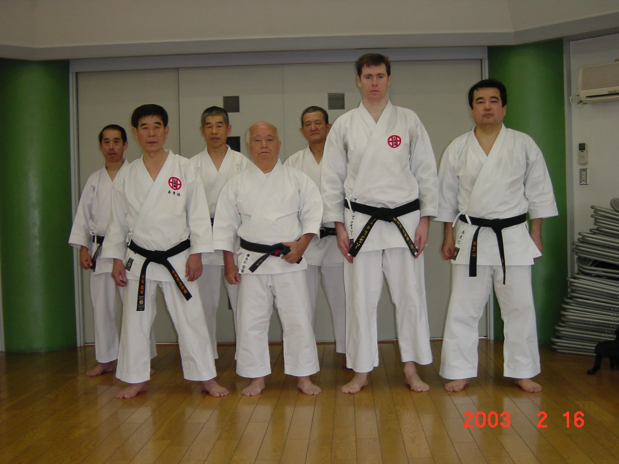  Group photo after Soke Mabuni Kenei's Level Up course.&nbsp; It was held at his son's, current Soke Mabuni Kenyu, dojo in Tokyo in the early 2000s    