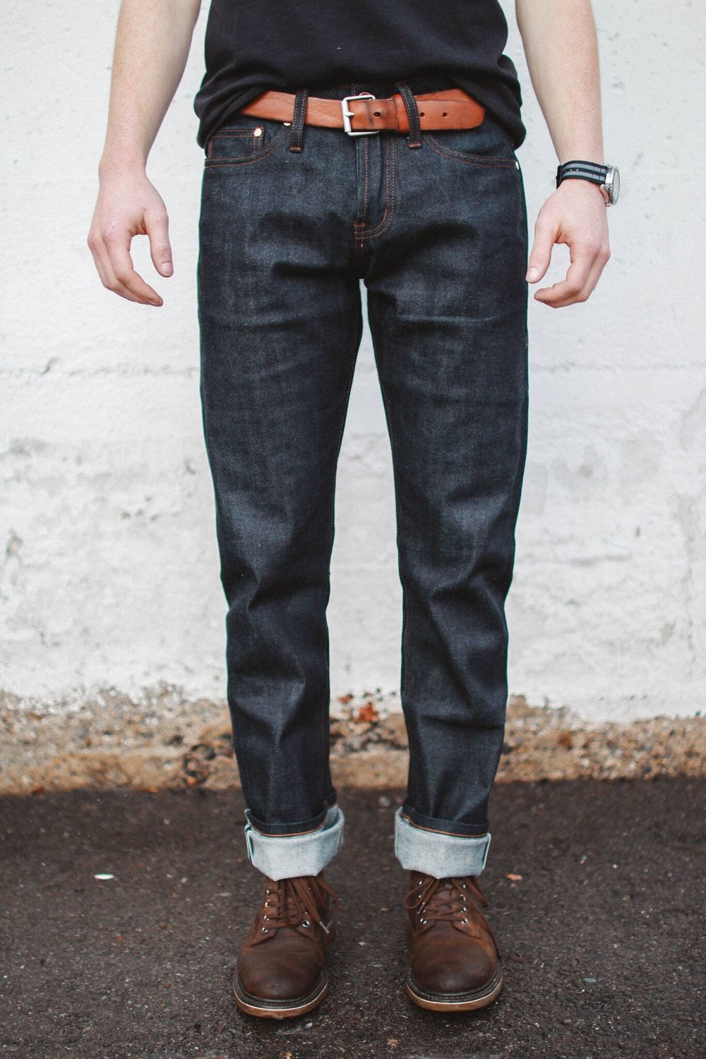 Tapered 11oz Stretch Selvedge Jeans — Olive + Iron