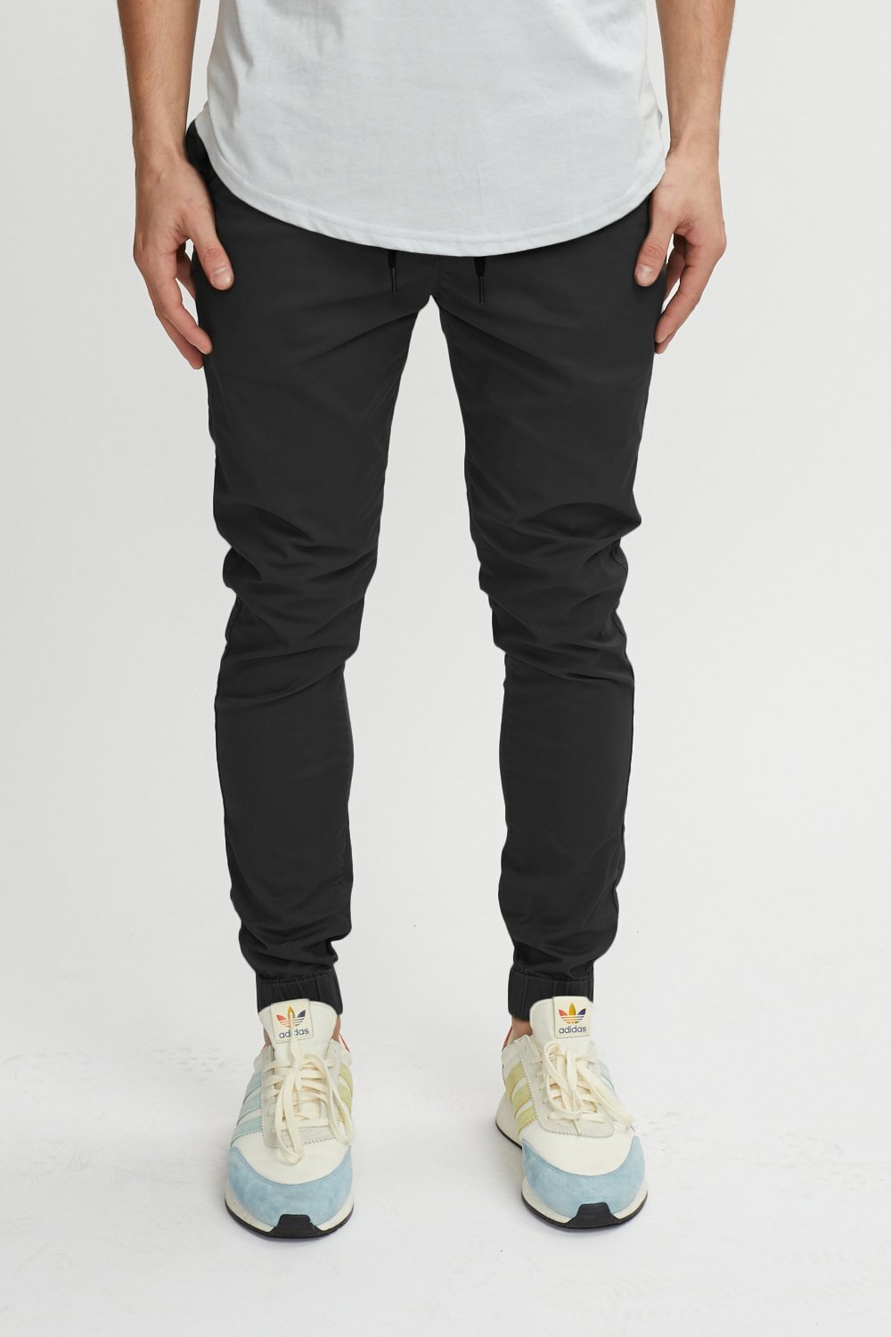 pedaal Adolescent Megalopolis Chino Jogger 2.0 in black by Kuwalla Tee — Olive + Iron
