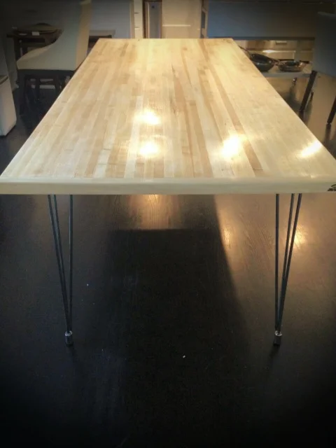 Hard Maple Butcher Block Table w/ Hairpin Legs