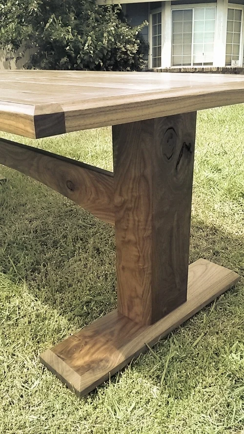 45 Degree Angle Black Walnut fixed Trestle Table