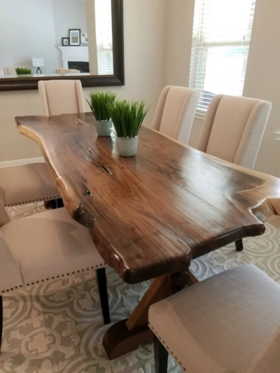 Live Edge Black Walnut Trustle Table