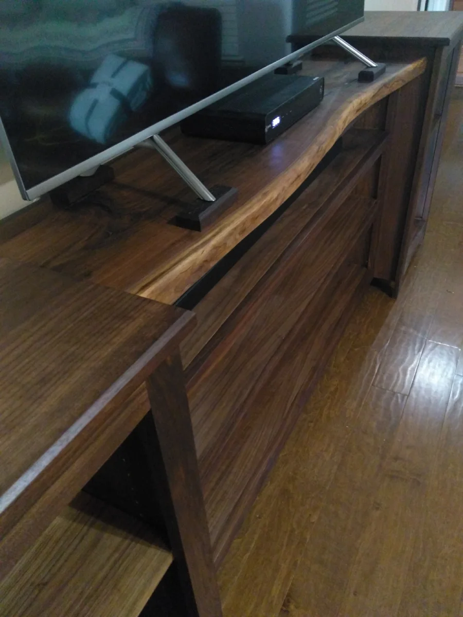 Walnut Live Edge Center w/ Walnut Cabinet