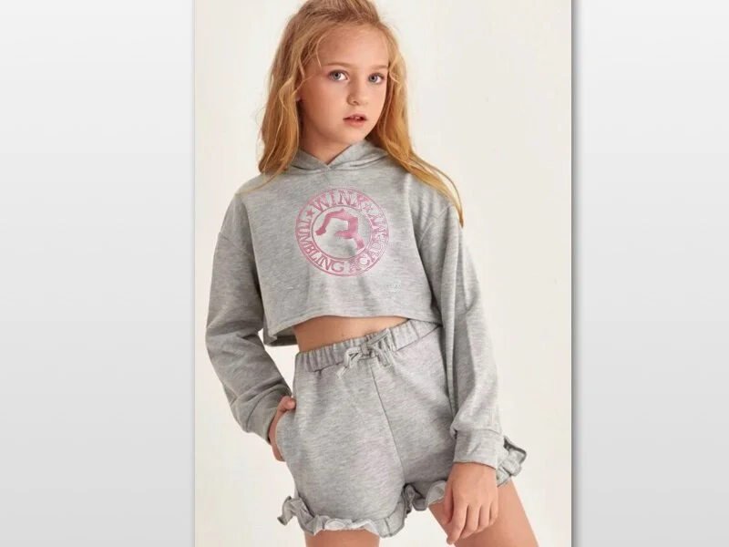 Two-Piece Hoodie Sweatshirt and Shorts 