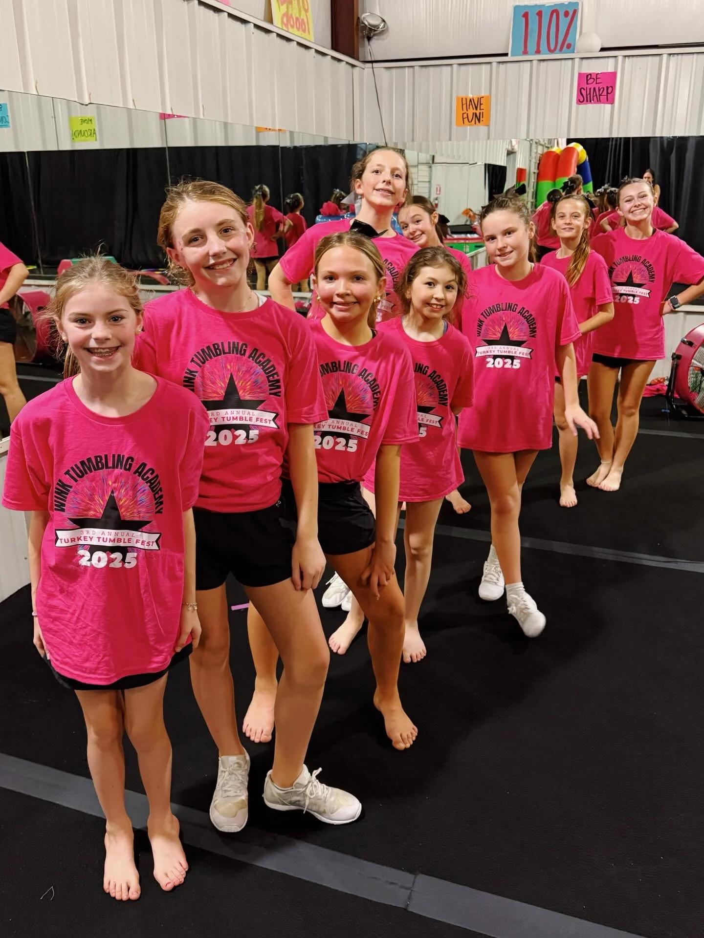 Our cheer prep girls at the Turkey Tumble Expo!! They did AMAZING!!!🩷🩵🤸🏼&zwj;♀️