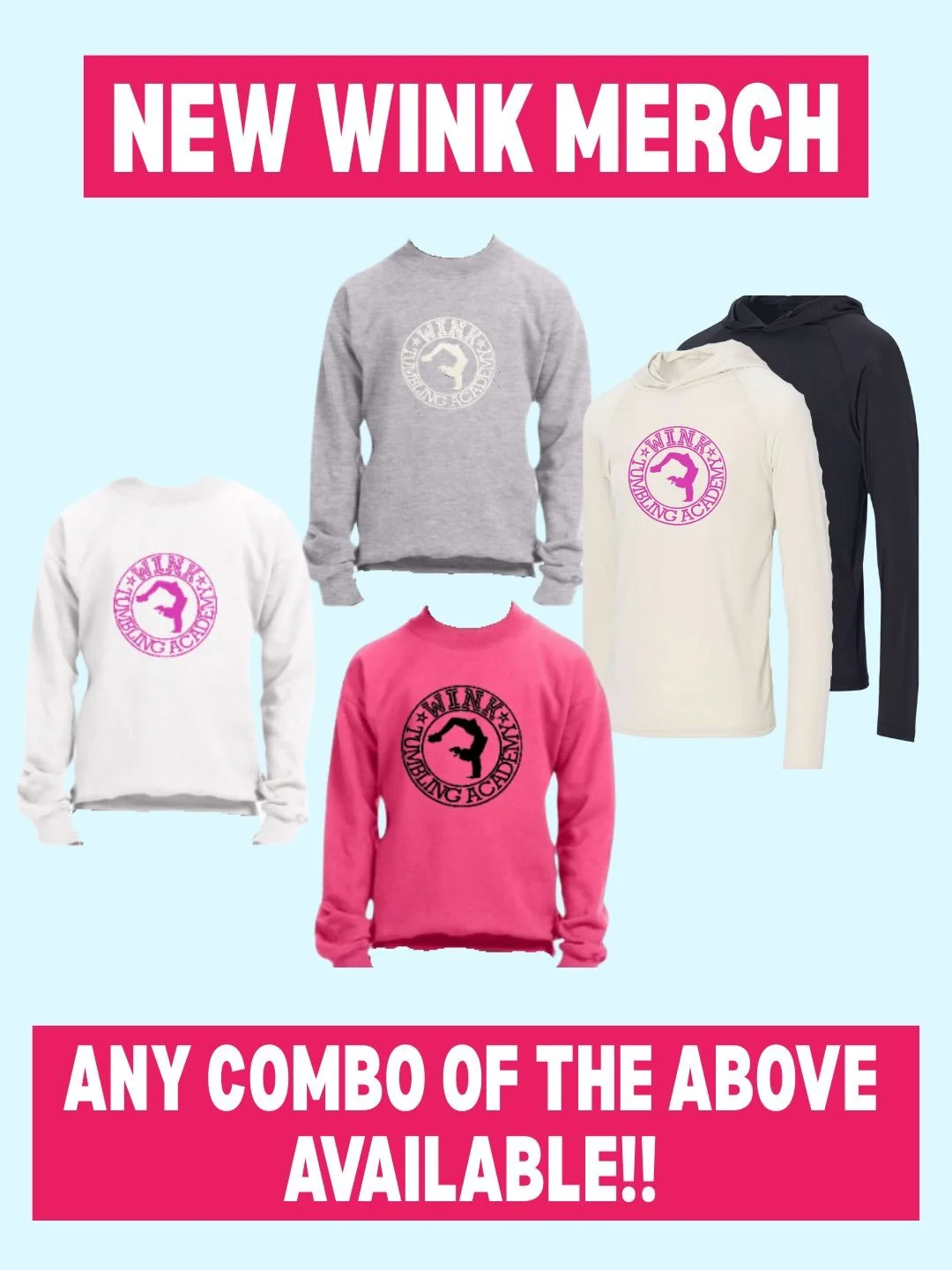 NEW MERCH JUST DROPPED!! Perfect for a last minute Christmas gift!! Swipe to see the different color combos🩷🩵🤸🏼&zwj;♀️