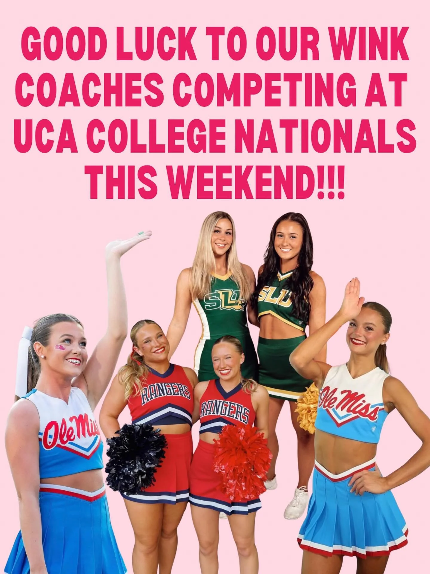 Wishing the best of luck to our WINK Coaches (past and present) at UCA College Nationals this weekend!! We are so proud of y&rsquo;all&rsquo;s hard work and are rooting for y&rsquo;all all the way from Oxford🩵🩷