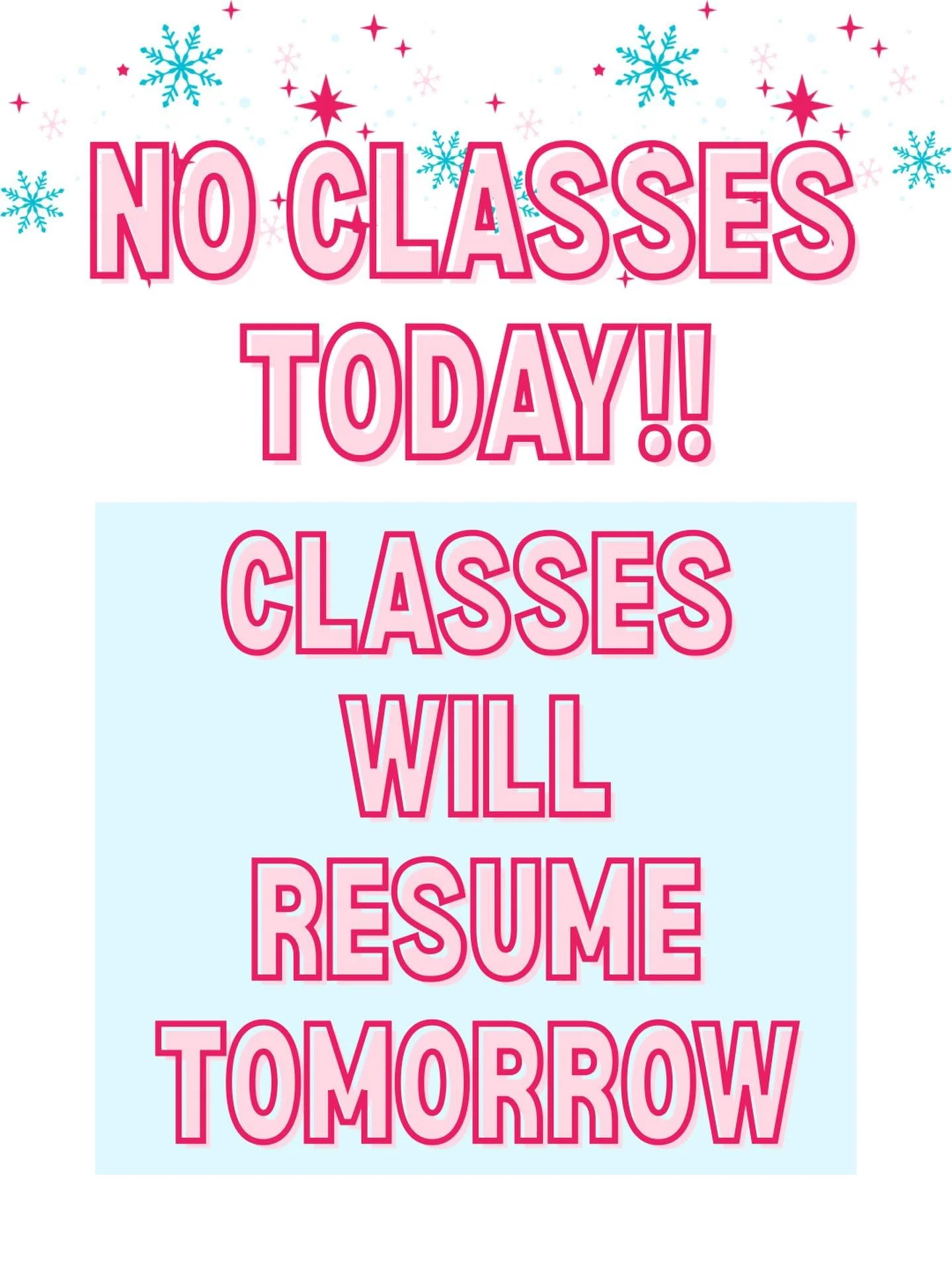 We finally regained power and are planning for classes to start back TOMORROW (Jan. 29)!! Email info@winktumble.com to schedule your makeup class🤸&zwj;♀️❄️🩷🩵