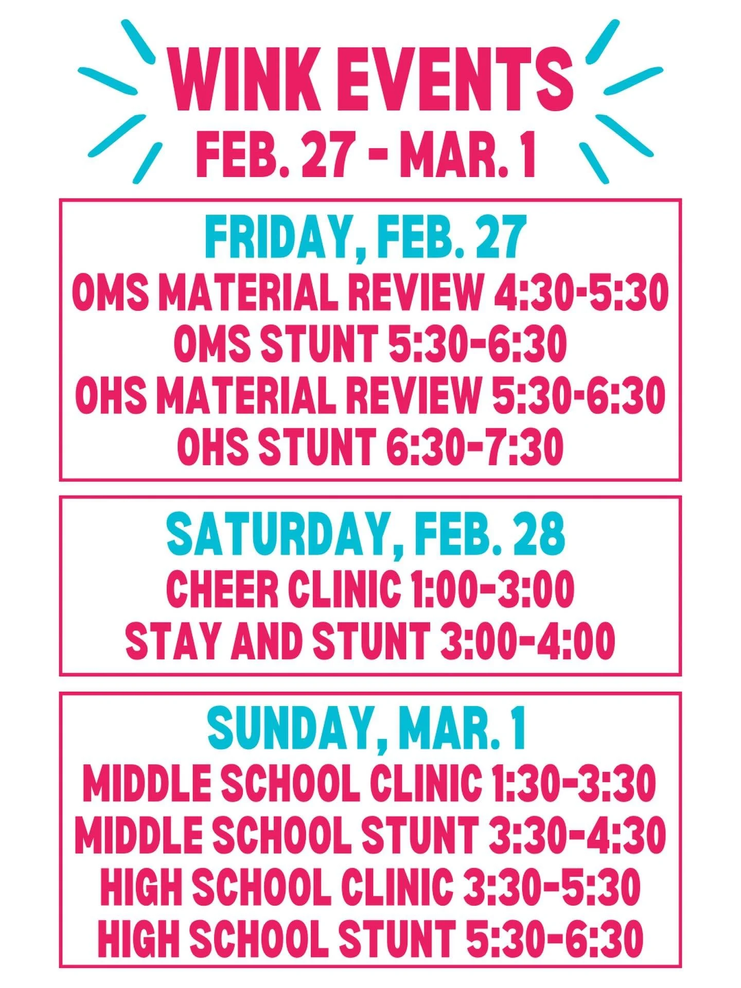 It&rsquo;s almost tryout week!!! We&rsquo;ll be having lots of cheer prep clinics this weekend!!🤸&zwj;♀️🤸&zwj;♀️🤸&zwj;♀️
