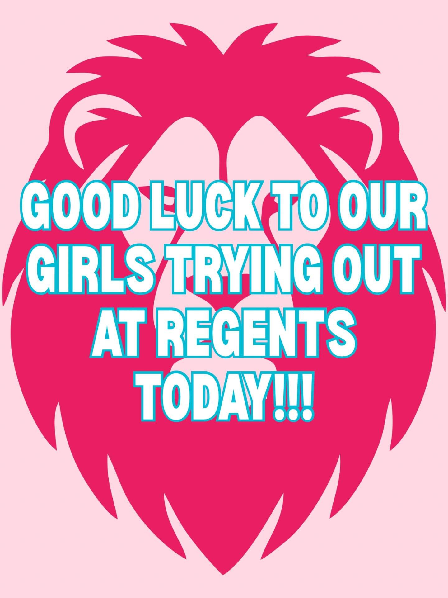 Happy tryout day Regents girls!!! We are so proud of y&rsquo;all&rsquo;s hard work the past few months!! Smile big and do what you know how to do!!👊🏼🩷🩵🤸&zwj;♀️🦁