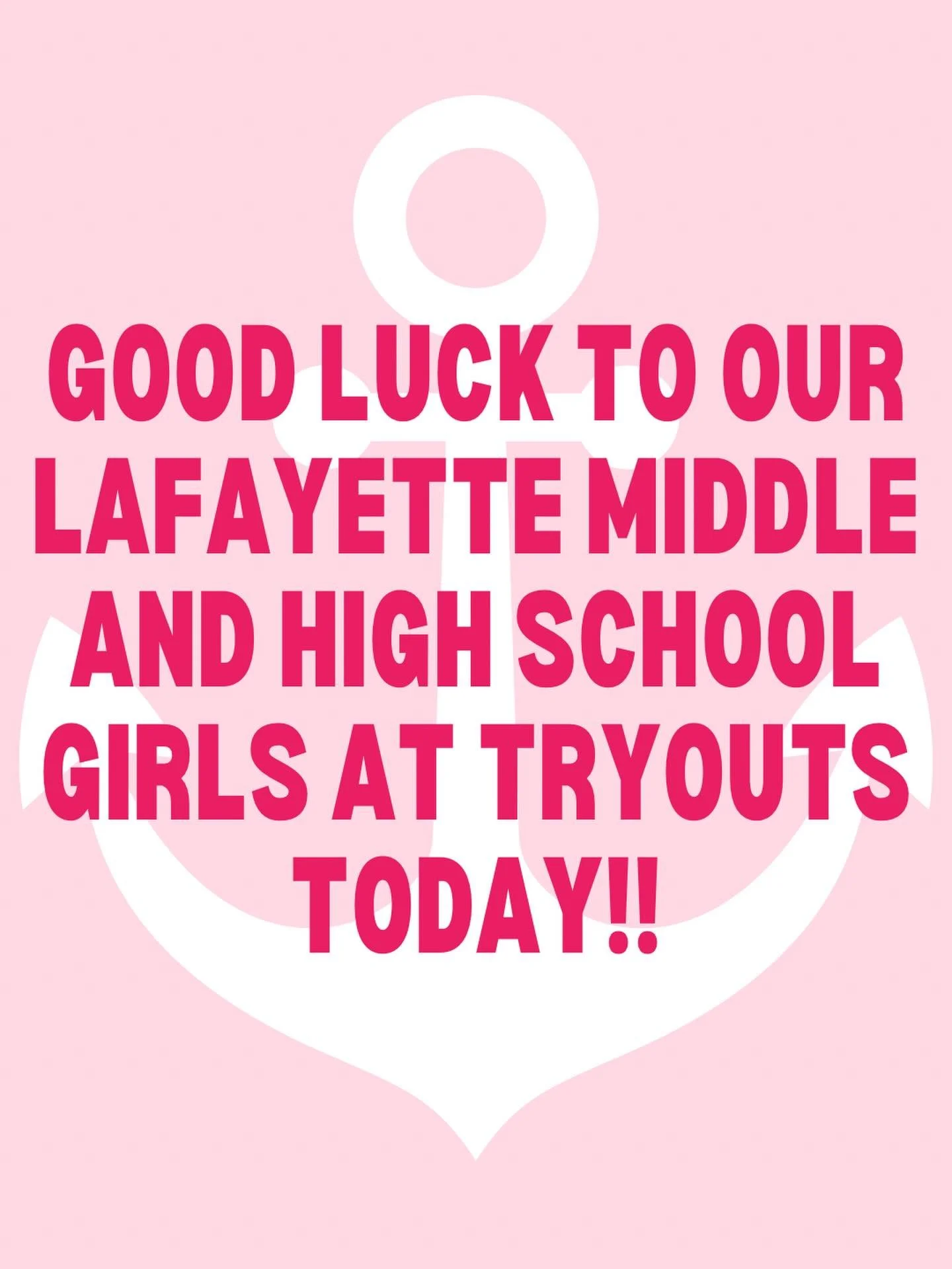 Happy tryout day to our Lafayette girls!! Sending all of the luck your way!!❤️💛⚓️