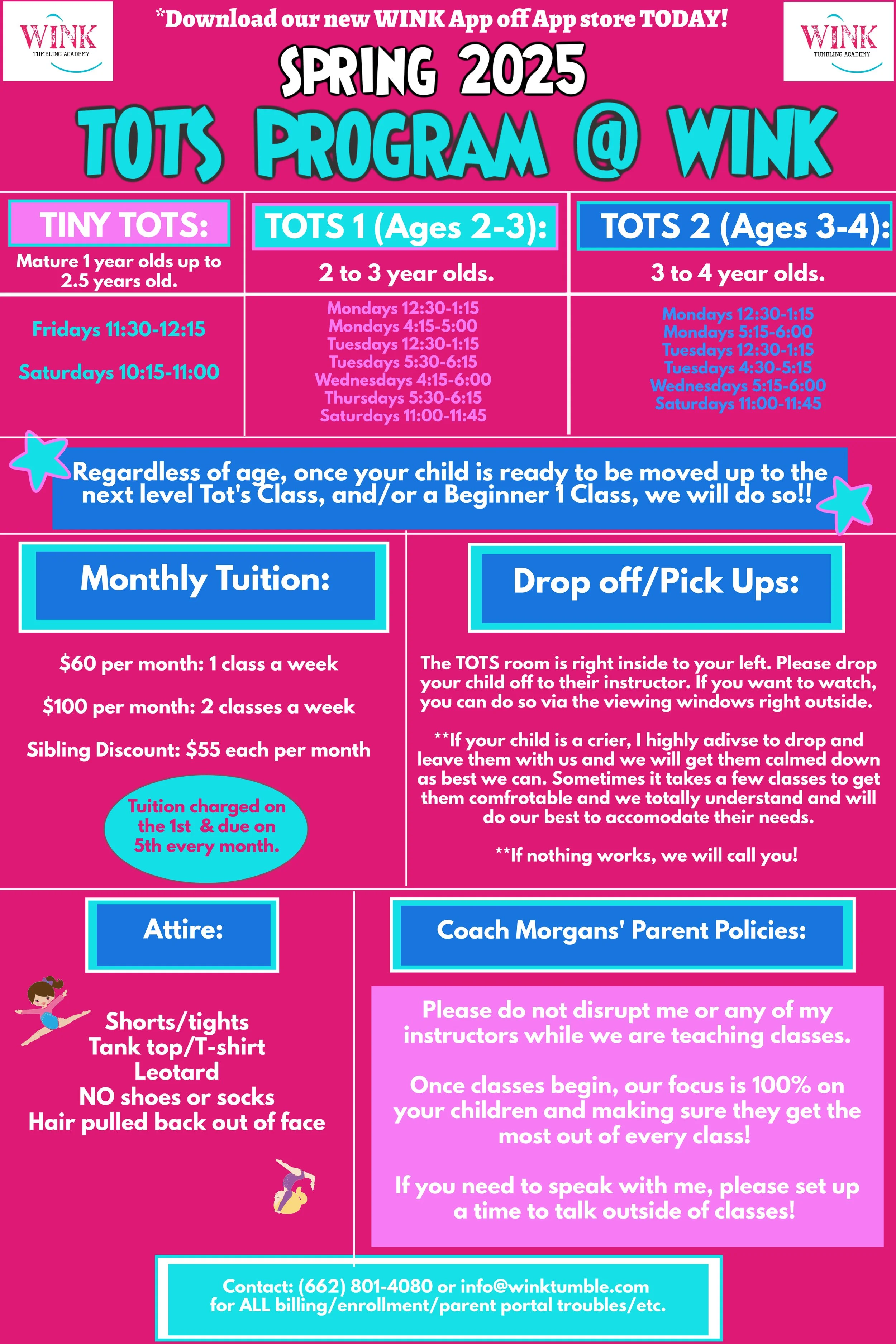 TINY TOTS/TOT'S Program — Wink Tumbling Academy, LLC.