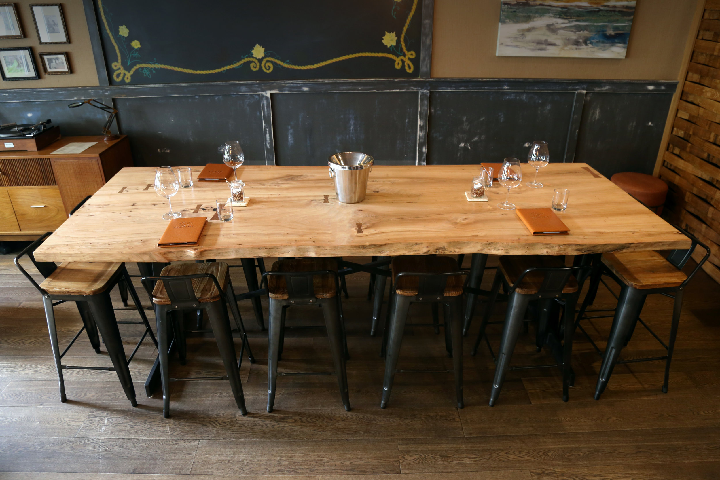 Live edge Elm custom restaurant table