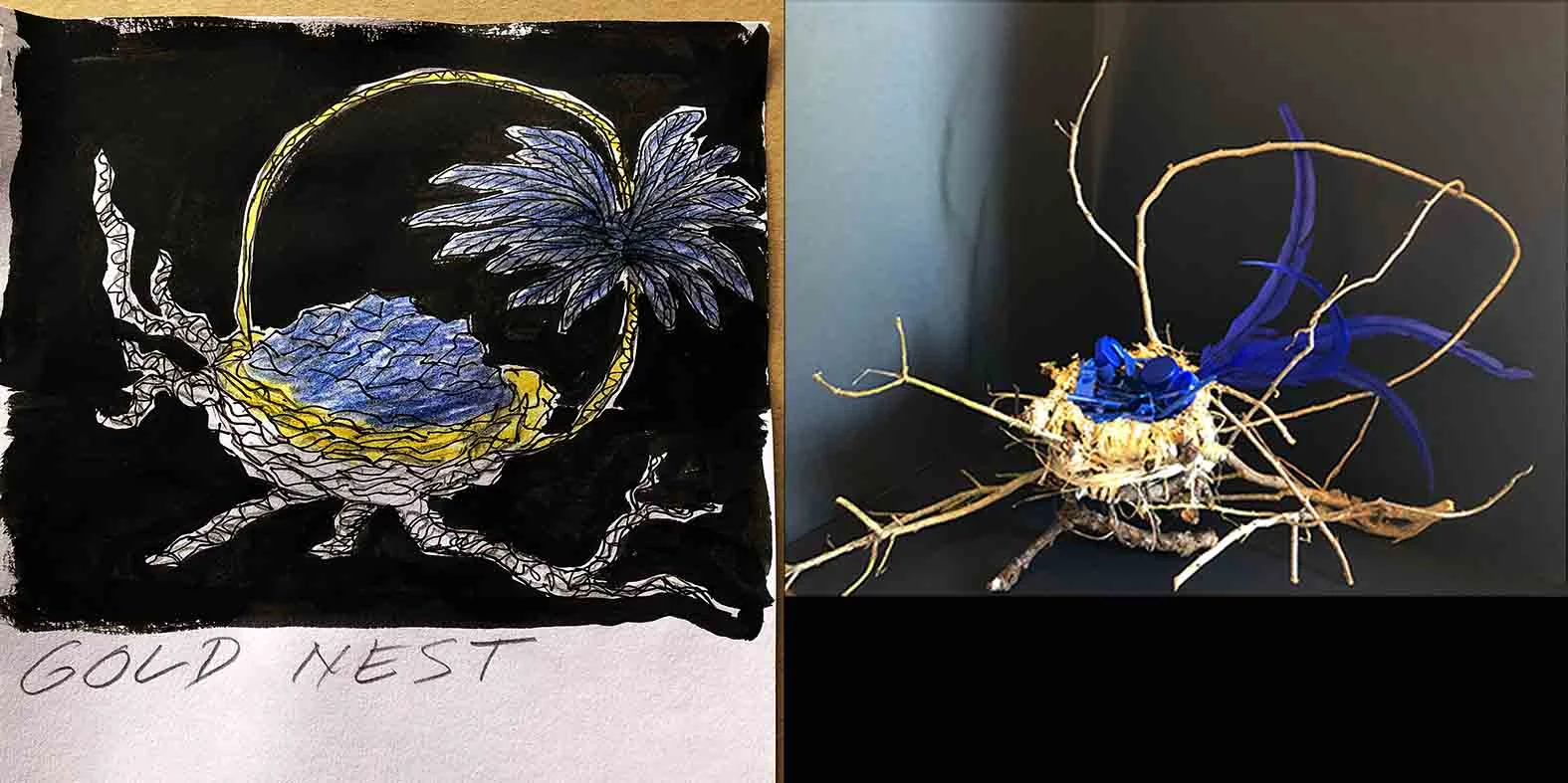 Gold Nest illustration and mock up design