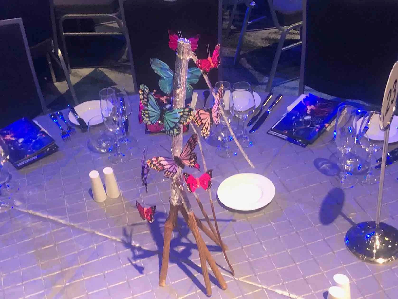 Silver Butterflies on table