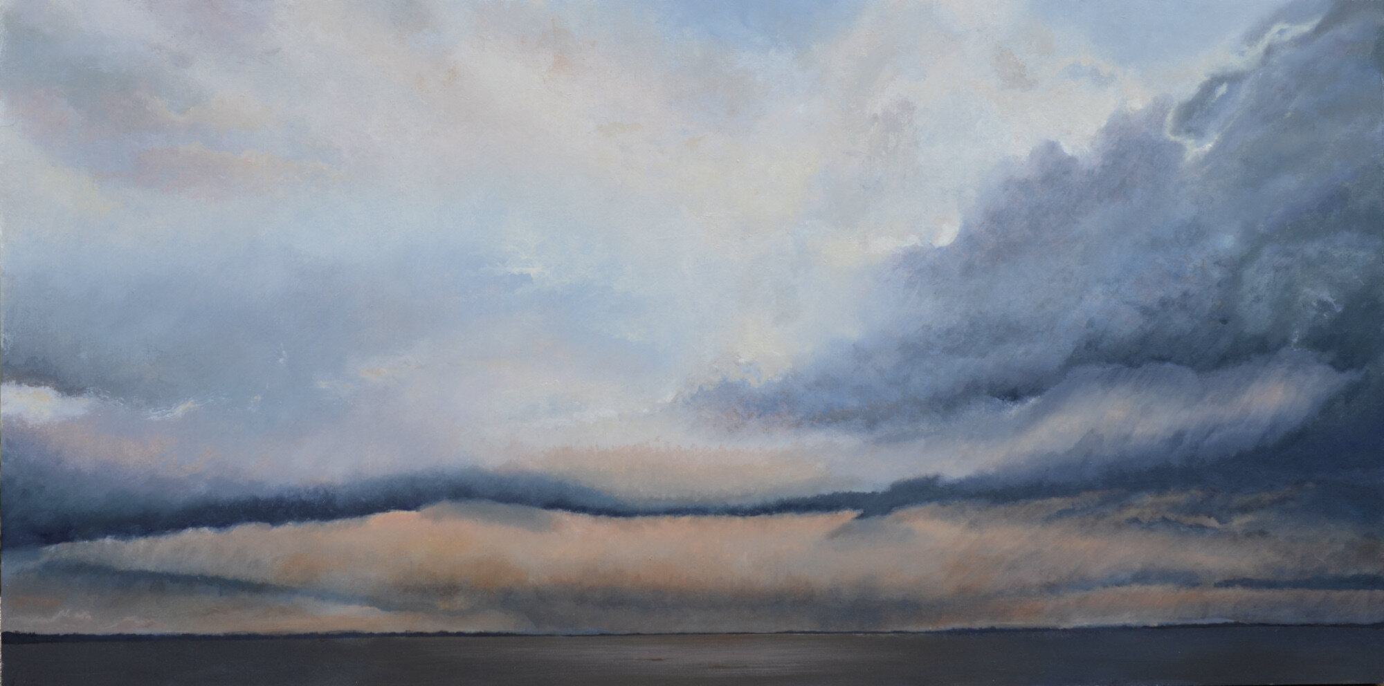 Auburn Sky, Oil on Mounted Panel, 20" by 40"