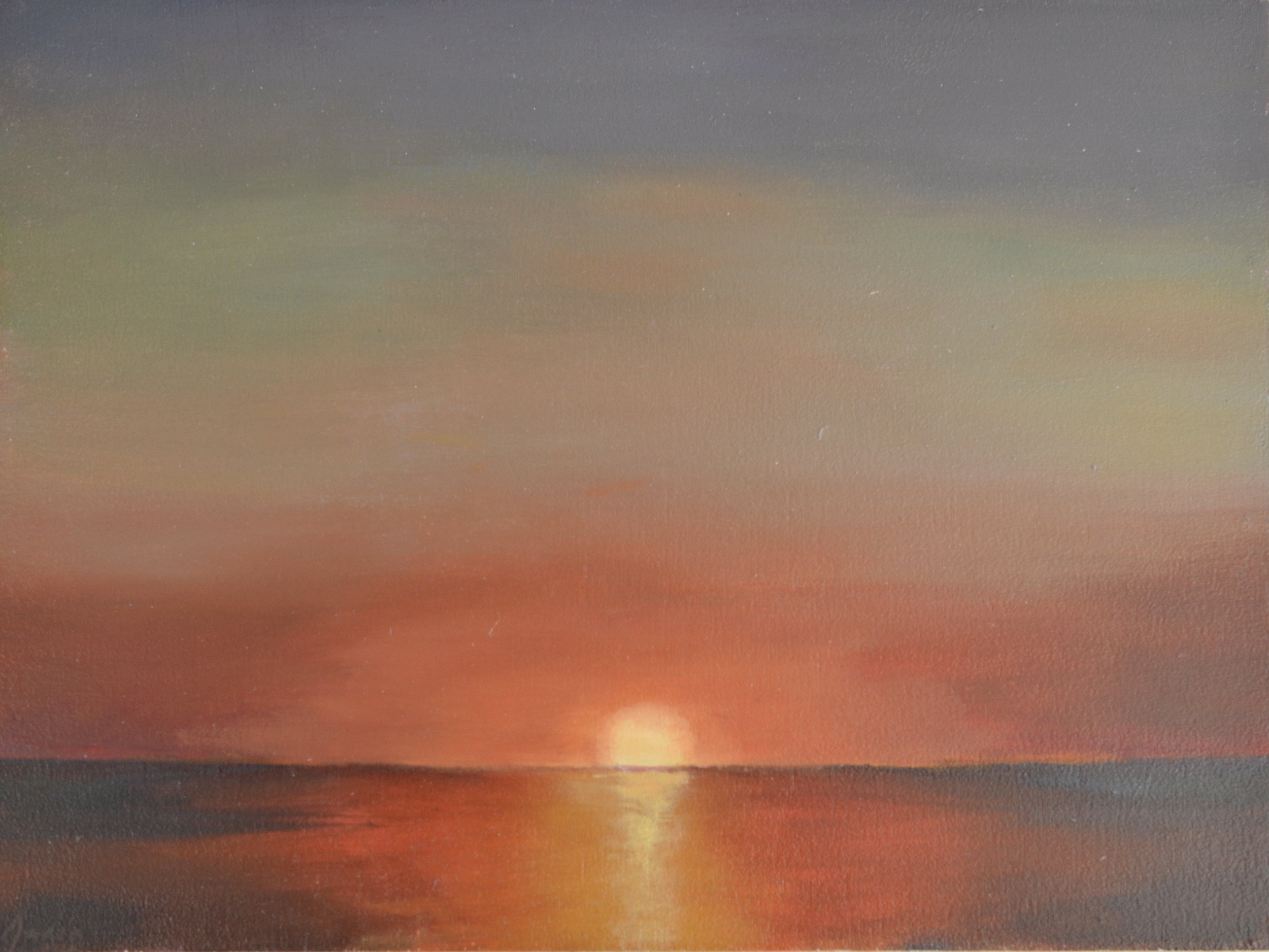 Green Sunrise, Oil on Oil Panel, 9"x 12"