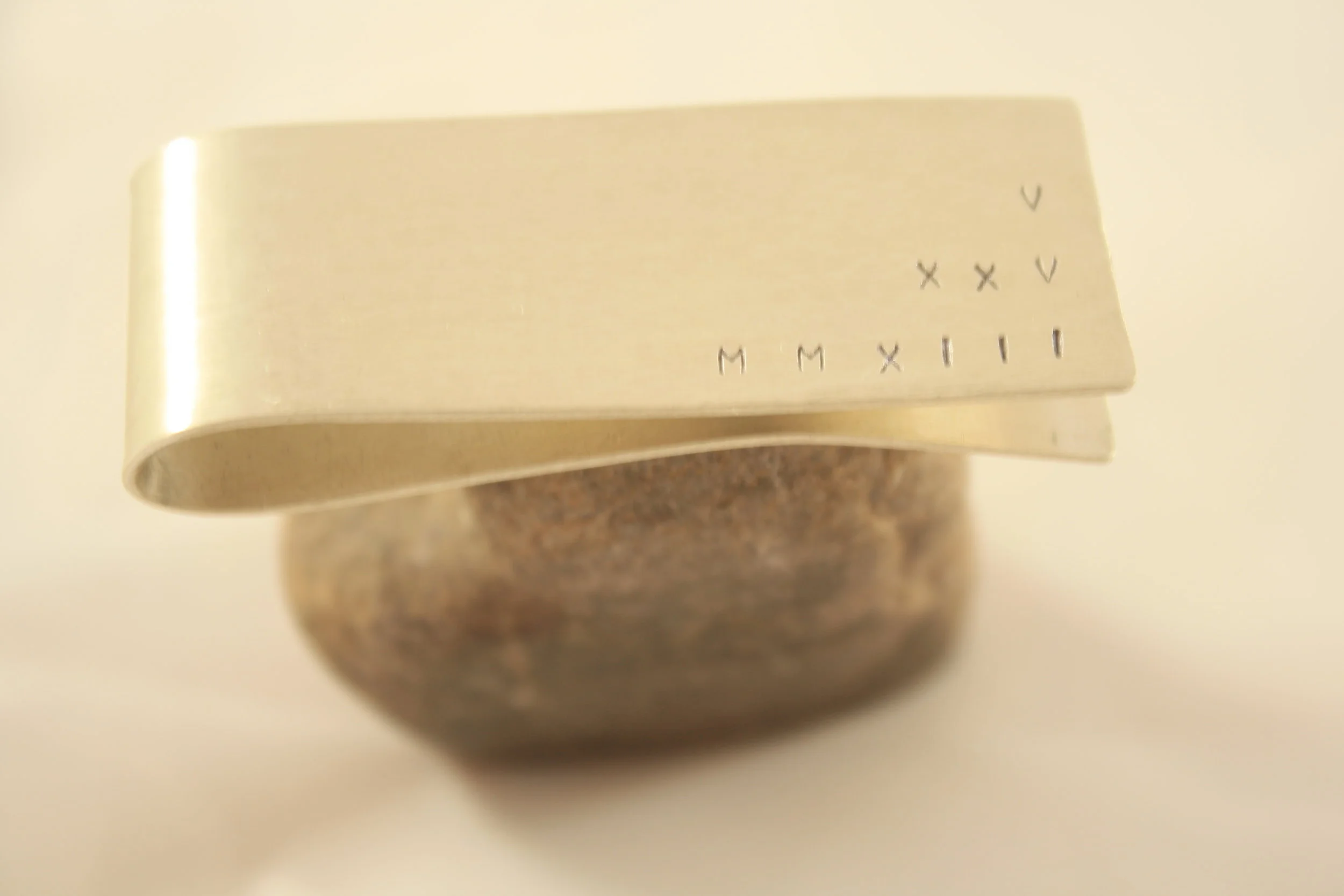 Roman numeral money clip in sterling silver