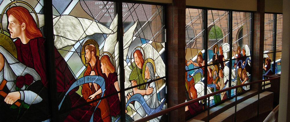 Soldering Good Shepherd Stained Glass Window — Bovard Studio, Inc.