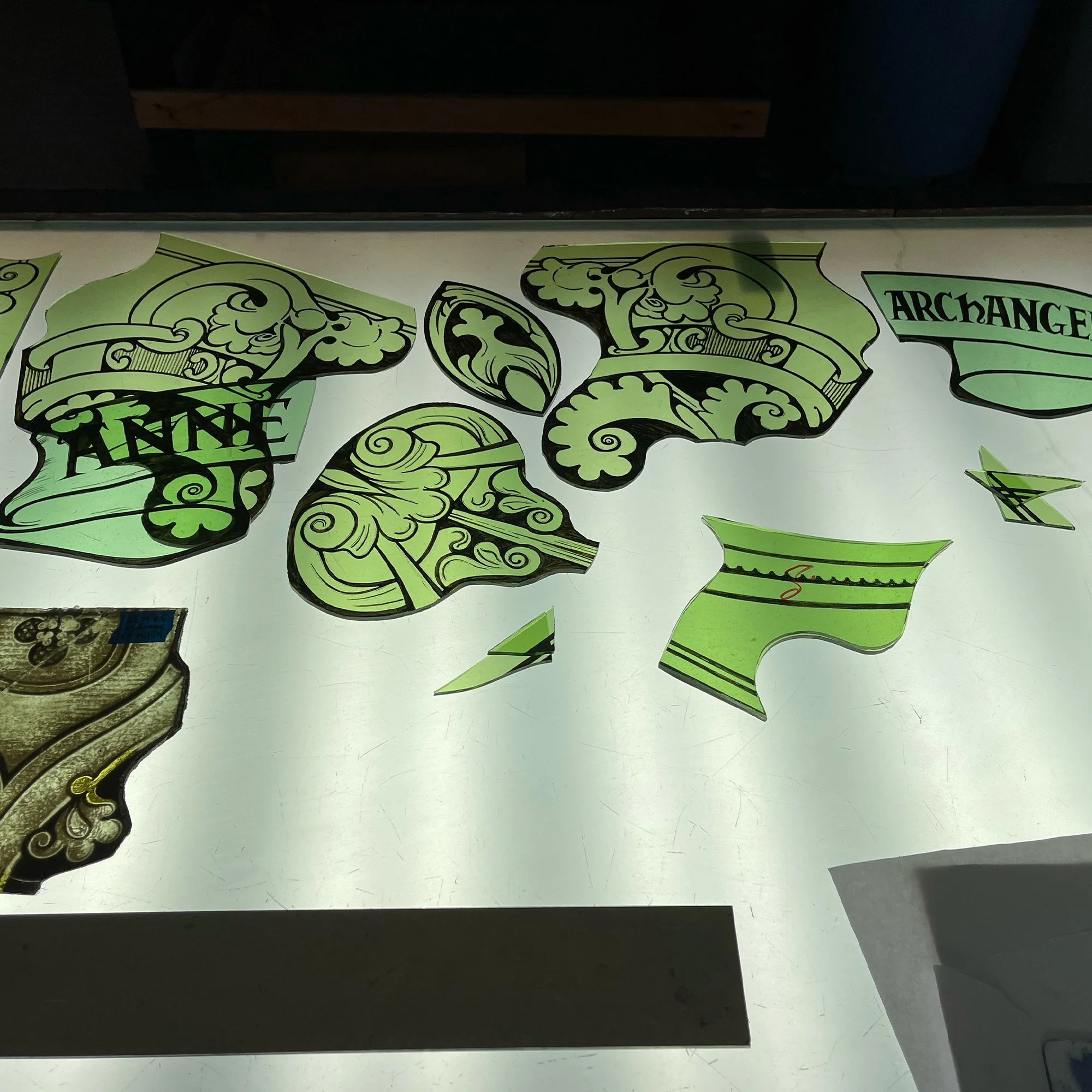 Custom Stained Glass In Progress Charleston, SC — Bovard Studio, Inc.