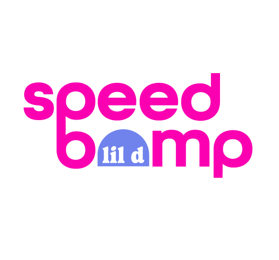 SpeedBump lil d logo in hot pink and lavendar